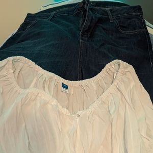 NWOT....Wide leg jeans 18w and crop top xxl never worn